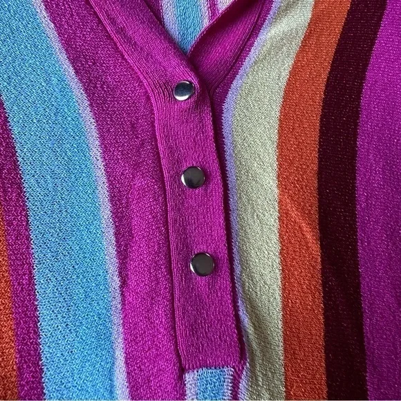 Dollhouse Women’s Retro 70s Barbie Style Multicolor Striped Collared Top, Small - Picture 5 of 9